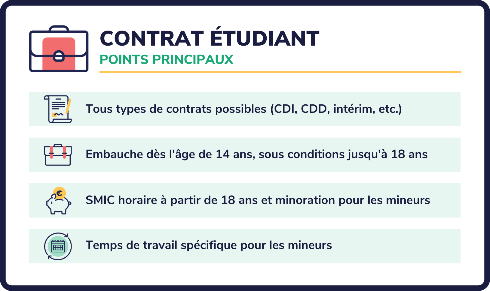 action contrat etudiant salaire